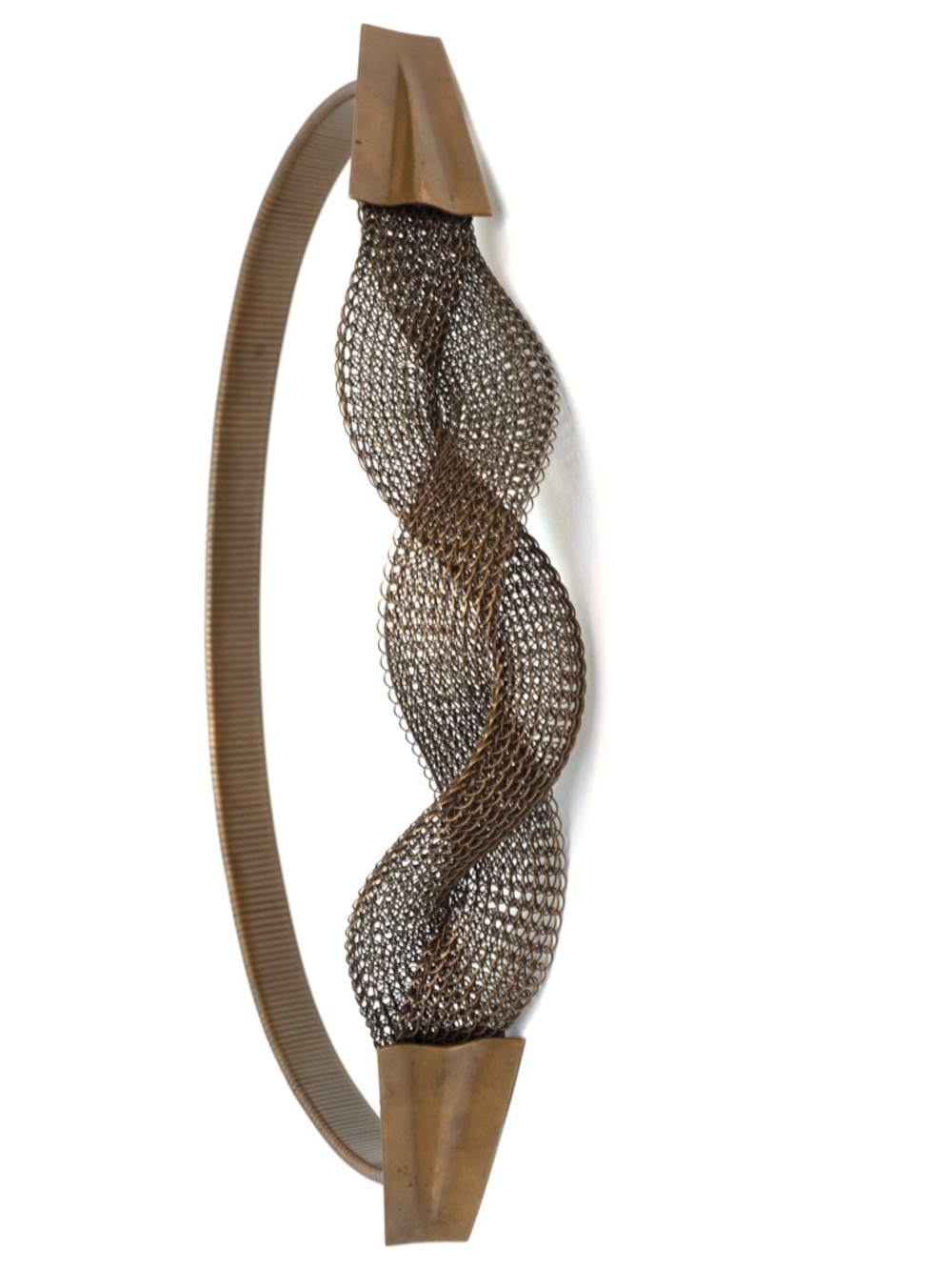 Vintage Sculptural Bronze Brass-Tone Woven Metal Stretch Belt 70s 80s Style Med
